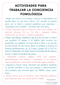 Actividades para trabajar la conciencia fonológica