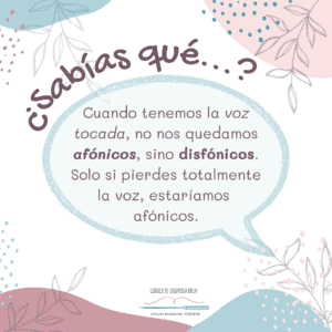 La disfonía es la alteración de una o varias de las características o párametros de la voz; mientras que la afonía es la pérdida total de esta.