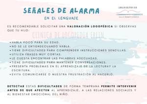 Señales de alarma en las áreas del lenguaje.